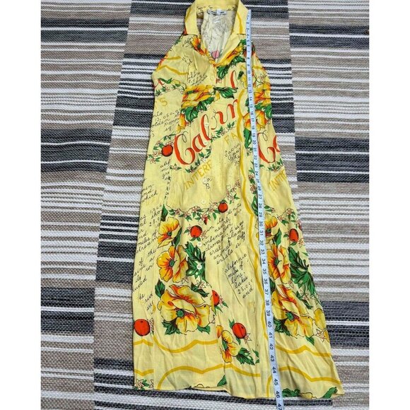 Urban Outfitters Women's Tropical Sleeveless Dress Viscose Yellow Size Medium - Picture 10 of 12
